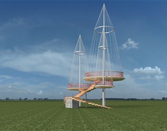 现代山顶观景平台3d模型下载-3d溜溜网