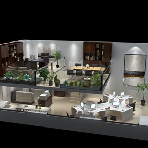 现代 办公室 办公空间半鸟瞰