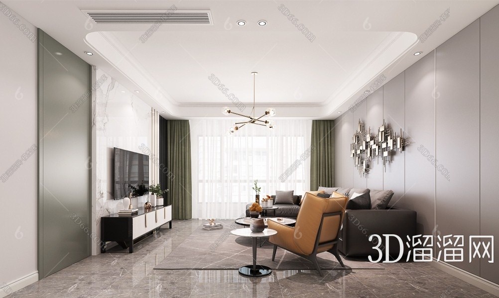 设计效果图3d模型下载】_现代客厅设计效果图3d模型素材下载_3d溜溜网