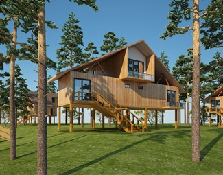 现代木结构民居