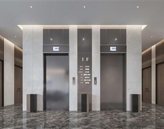 现代电梯厅石材造型墙