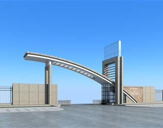 现代工业厂区大门入口3d模型下载