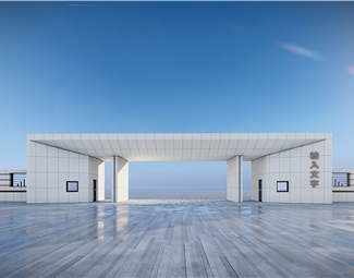 现代户外建筑大门su模型下载-3d溜溜网