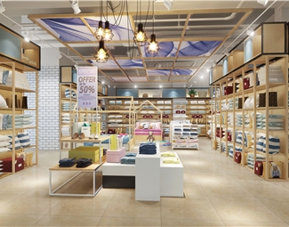 现代 家纺店 超市百货家纺床品区