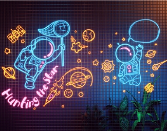 工业LOFT  装饰灯 太空人霓虹灯