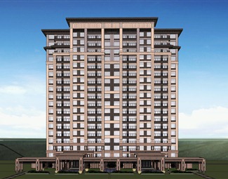 新中式多层居民住宅楼su模型下载-3d溜溜网