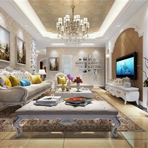 欧式 客厅 客餐厅