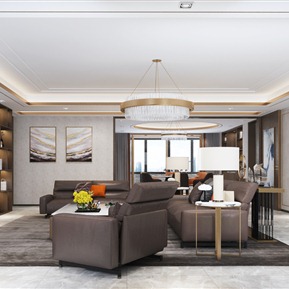 现代 客厅 客餐厅书房 玄关