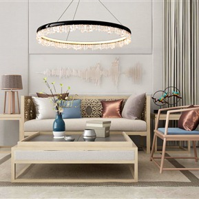 新中式 沙发茶几组合  沙发茶几装饰画灯组合