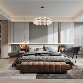 现代 卧室 主卧室