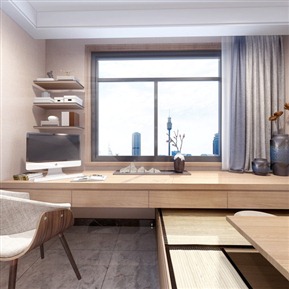 新中式 书房 榻榻米书房