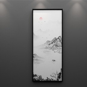 新中式 风景画 简约水墨山水玄关装饰画