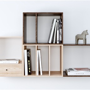 现代 置物架 书籍 小马陈设品