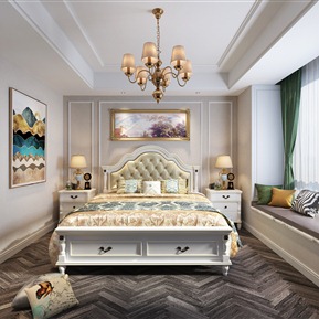 欧式 卧室 主卧室 抱枕 窗帘 台灯 吊灯 饰品组合