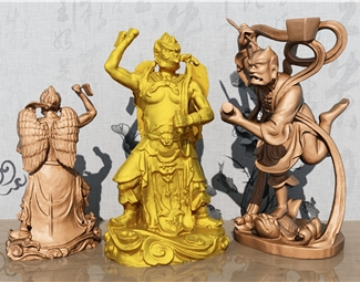 新中式 雕塑 雷公 魁星踢斗 魁星点斗 雷震子 雕像 神像 神仙 古人