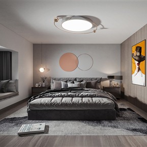 现代 卧室 主卧室