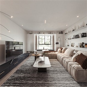 现代 客厅 客厅餐厅厨房全景