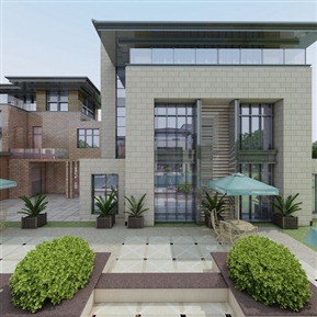 现代 别墅 别墅外观全景漫游