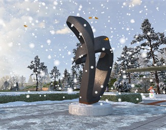 现代 城市雕塑 雪 雪人 雕塑 室外