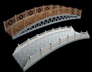 中式桥梁护栏3d模型下载