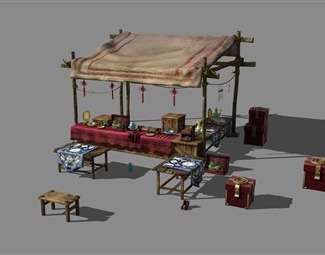 中式遮阳棚3d模型下载