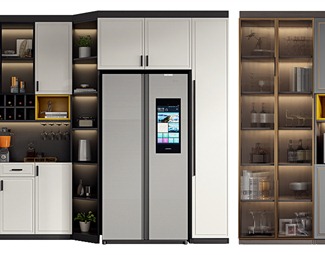 现代嵌入式冰箱柜