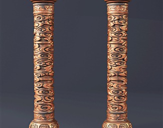 中式圆形立柱3d模型