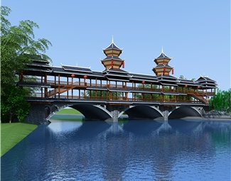 中式风雨廊桥