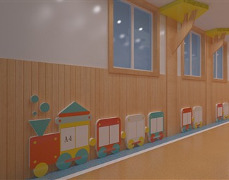 现代 过道 小学幼儿园过道