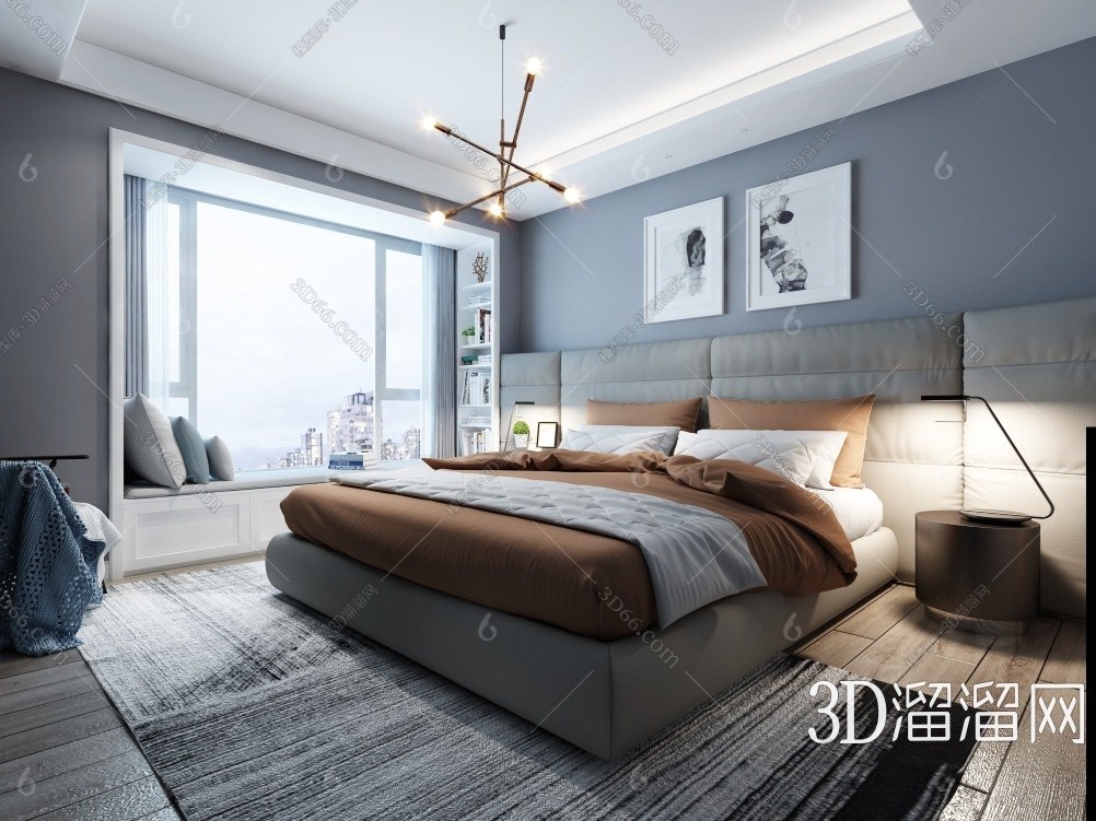 卧室装修设计3d模型下载】_现代卧室装修设计3d模型素材下载_3d溜溜网
