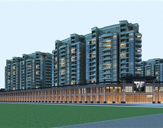 简欧 商业街 多层住宅 住宅沿街透视 住宅