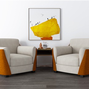 现代 休闲沙发组合 布艺休闲沙发边几装饰画组合