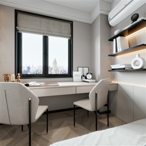 现代 卧室 次卧室书房全景
