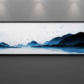 新中式 风景画 横幅山水画巨幅山水挂画意境水墨画