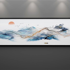 新中式 风景画 抽象水墨三联装饰画