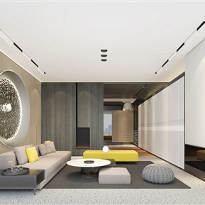 现代 客厅 会客厅沙发组合背景墙装饰茶几