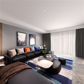 现代 客餐厅 客餐厅开放式厨房全景