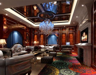 美式豪华ktv包厢3d模型下载