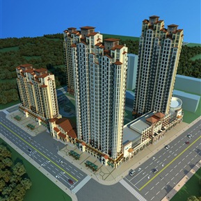 欧式 住宅区 商业办公高层住宅楼