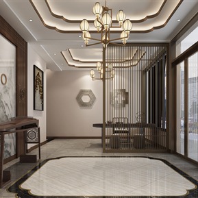 新中式 大厅 宾馆大厅