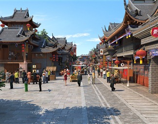 中式古建商业街建筑