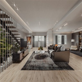 现代 客餐厅 客厅餐厅全景 餐桌椅