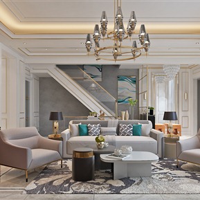 轻奢 客餐厅 客餐厅厨房