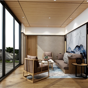 新中式 休息区 民宿客房休息区