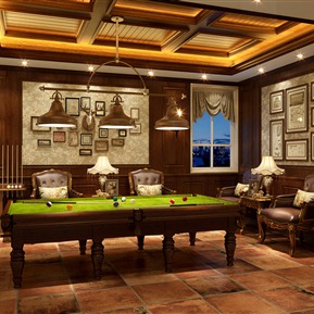 美式 台球室 别墅台球室