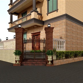 简欧 独栋别墅 别墅花园及大门