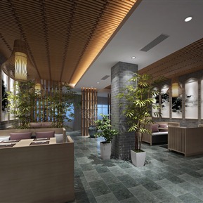 新中式 餐厅 休闲厅