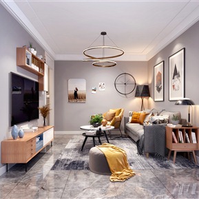 现代 客厅 客餐厅