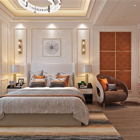 现代 卧室 卧室卫生间书房