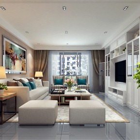 现代 客厅 客厅沙发茶几组合